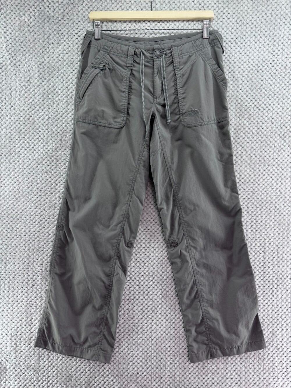 The North Face Pants Women 8 Gray Convertible Roll Tab Hiking Camping Drawstring